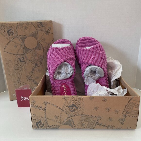 Free People Two Days in Ibiza Terry Slides Orchid Purple size 6.5 - Picture 1 of 5